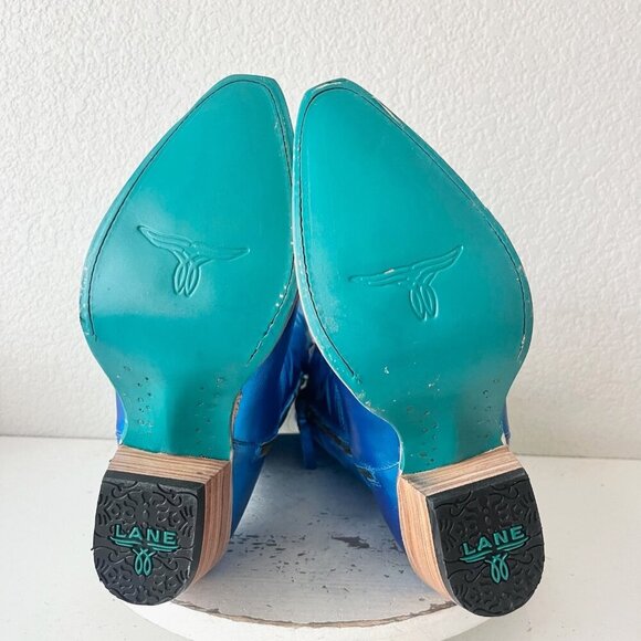 Lane SMOKESHOW Womens Cowboy Boots 10 Blue Western Cowgirl Mid Calf Pointed Toe - Picture 9 of 12